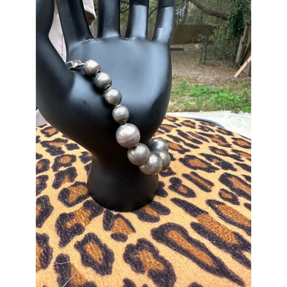 VTG Taxco Sterling Silver Chunky bench Bead Ball Bracelet Box Clasp Mexico 31g - Picture 12 of 16